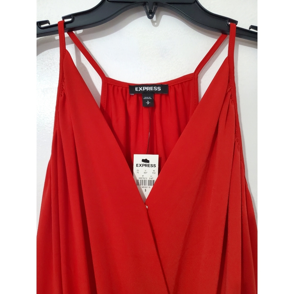 EXPRESS Red Spaghetti Strap V Neck Top Medium - Picture 3 of 15